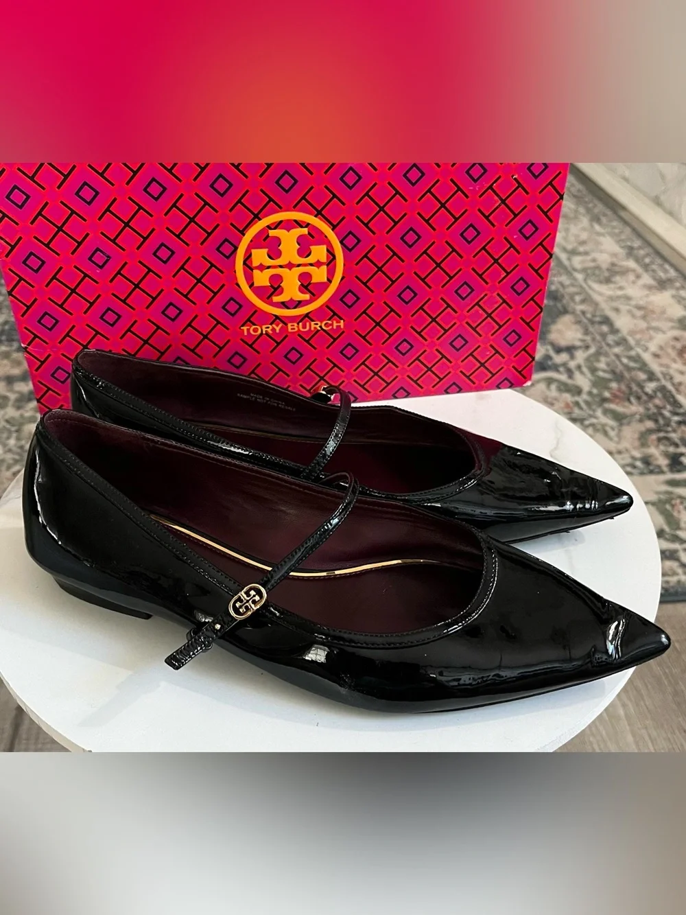 Tory Burch Black Patent Leather Mary Jane Flats